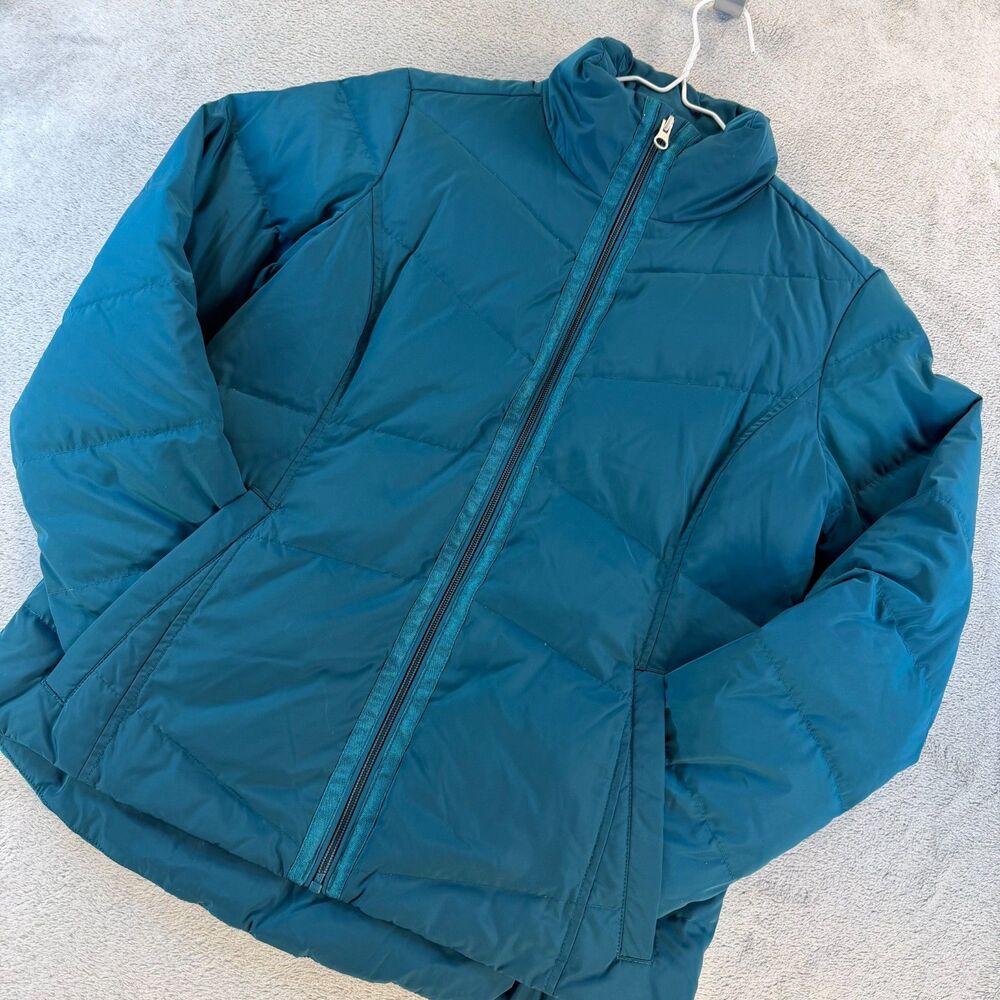 Lands End Womens Down Puffer Jacket XS Petite Teal Insulated Winter Coat
